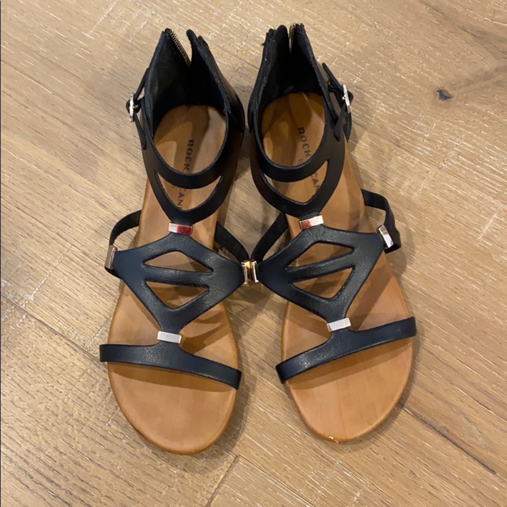 Rock & Candy by ZiGi black zip-up sandals Size 7.5